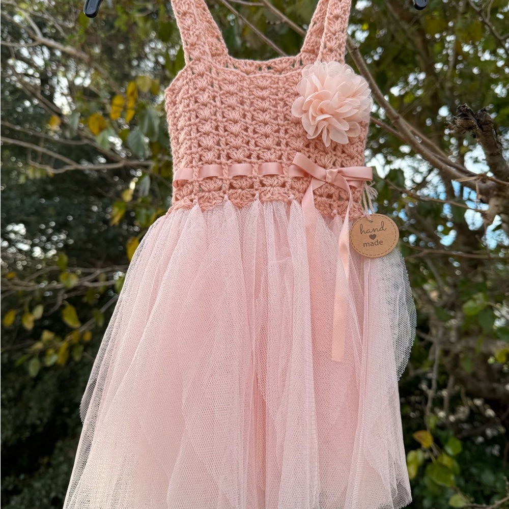 Handmade Pink Crochet and Tulle Dress